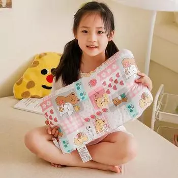 Подушка из чистого хлопка класса А, детская подушка для шеи из чистого хлопка, успокаивающая подушка с рисунком из мультфильмов, подушка для детского сада на четыре сезона, пригодная для машинной стирки 30*50CM