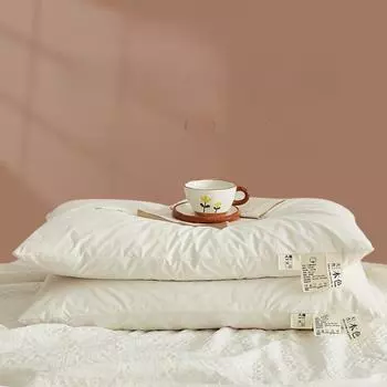 Подушка из чистого хлопка премиум-класса: Поддерживает шейные позвонки, улучшает сон — набор из двух подушек домашнего и гостиничного качества.