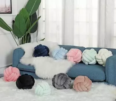 Подушка из чистого хлопка своими руками, плетеная с узлом, подушка для автомобиля, диван, подушка для офисного сиденья, мягкая плюшевая подушка, подушка для украшения дома Diameter 22CM светло-розовый