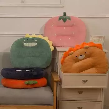 Подушка из хлопка PP с 3D-фруктами, пингвином, львом, кактусом, клубникой, растением, декоративная подушка для дивана, кровати, офиса, стула