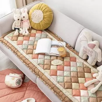 Подушка из хлопковой сетки, подушка для дивана в стиле пэчворк, клетчатый ковер, противоскользящие ковры, утолщенная подушка для декора гостиной, коврик для сиденья, татами 60x160cm 1pcs