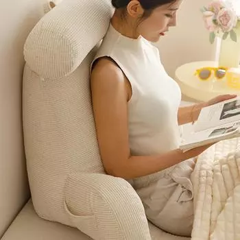 Подушка из кукурузного бархата класса люкс, прикроватная подушка для спинки, съемная подушка для талии дивана, мягкая сумка, плавающая подушка для спинки кровати у окна 75x40x55cm белый