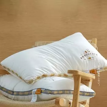 Подушка из некрашеного хлопка с перьями и бархатом, одинарная бытовая подушка среднего размера, подушка с высоким сердечником, подушка для шеи для взрослых 48*74CM