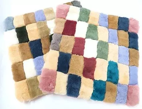Подушка из овчины в скандинавском стиле Изготовлена из австралийской кожи Элегантная роскошная подушка 40 x 40 см Набор из 2 подушек для сиденья из овчины Цветная мозаика