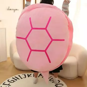 Подушка из панциря черепахи Кукла может носить спальные мешки Кукольная одежда Подушки Большая панцирь черепахи Люди носят подарки Веселый домашний декор 60cm зелёный