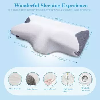 Подушка из пены с эффектом памяти для шеи и плеч, эргономичная ортопедическая подушка для сна с контурной поддержкой, удобная для сна белый