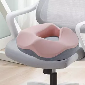Подушка из пены с эффектом памяти, дышащая, для долгого сидения, для офисных работников, портативная, подушка-пончик для сиденья light grey pink