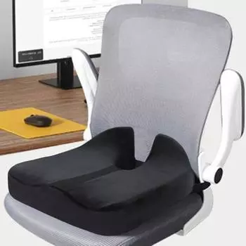 Подушка из пены с эффектом памяти с фиксирующей резинкой, эргономичный дизайн, утолщенная U-образная подушка для сиденья при ишиасе, облегчение боли в спине, подушка для офисного инвалидного кресла A чёрный