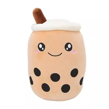 Подушка из плюша с изображением молочного чая. Хорошая эластичность. Мягкая, удобная, симпатичная. Пушистая, плюшевая подушка для