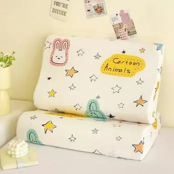Подушка из тайского латекса для детей, наволочка из хлопка, подушка со свежим рисунком от Student Cartoon, подушка для защиты шеи, основа подушки для сна 27 * 44 * 6cm
