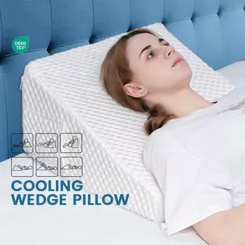 Подушка-клиновидная кровать с воздушным слоем и эффектом памяти, треугольная подушка для облегчения боли в коленях и ногах со съемным чехлом для сна при кислотном рефлюксе после операции 50X50X26cm темно-серого