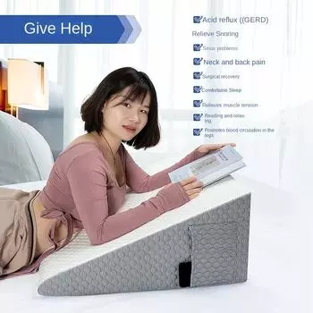 Подушка-клиновидная подушка для сна при кислотном рефлюксе после операции Треугольная приподнятая подушка для кровати в общежитии, офисе Воздушный слой с эффектом памяти 61X61X25.5cm