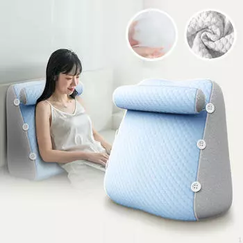 Подушка-клиновидная подушка для спинки изголовья кровати, сидя, читая или работая Треугольная кровать синий