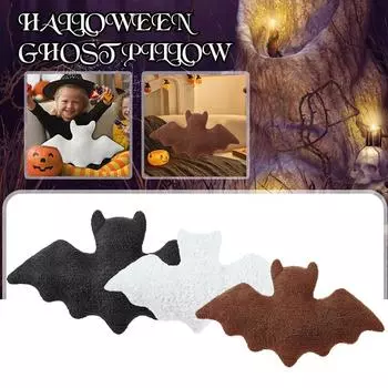 Подушка-летучая мышь на Хэллоуин, плюшевая подушка-летучая мышь, готическая розовая плюшевая подушка на Хэллоуин A6o8 чёрный