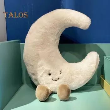 Подушка «Луна и солнце» в мультяшном стиле, эластичная, полностью наполняющая, плюшевая игрушка, диван-кровать, украшение для дивана, подушка для сна в офисе, подушка для сиденья автомобиля 35cm Moon