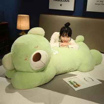 Подушка-медведь Кукла-девочка, спящая на кровати Тряпичная кукла Гигантская панда Кукла-плюшевый мишка Игрушка 80cm