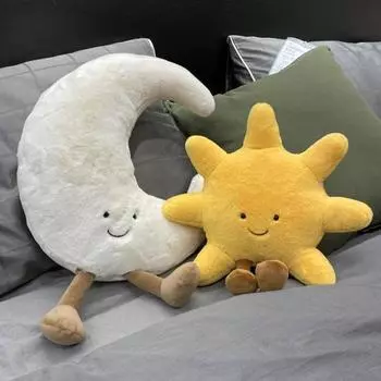 Подушка Moon Sun в мультяшном стиле, эластичная, полностью наполняющая, плюшевая игрушка, диван-кровать 35cm Moon