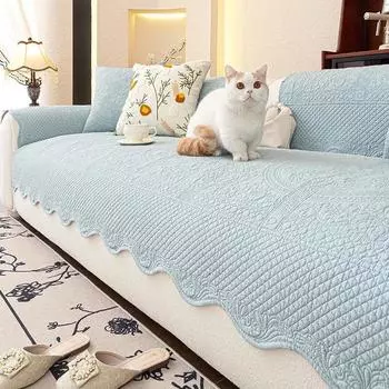 Подушка на диван из чистого хлопка для 3-местного дивана, нескользящие чехлы для дивана для гостиной, универсальный протектор для дивана на все сезоны со спинкой A 70x70cm 1pc