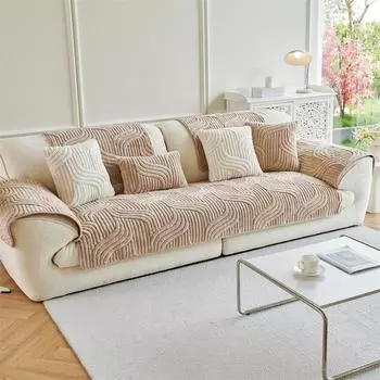 Подушка на диван из жаккардового хлопка и вельвета Шу, зимний утолщенный чехол, мягкая и удобная, современный простой чехол от ветра, подушка для кошки, плюшевый чехол для дивана, чехол 70x70cm коричневый