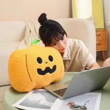 Подушка на Хэллоуин Тыква Мультяшный Призрак Большой Глаз Форма Эластичный Полностью Наполняющий Плюш 40cm C