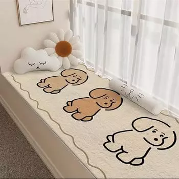 Подушка на окно из искусственного кашемира с рисунком щенка в виде милого мультяшного щенка, универсальное мягкое и уютное нескользящее грязеотталкивающее простое в уходе 40*60cm