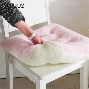 Подушка на стул, толстый кашемир, мягкая теплая студенческая, ресторанная, офисная, плюшевая подушка розовый