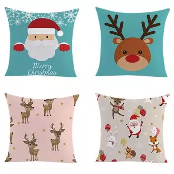 Подушка наволочка с принтом 1 шт. украшение для дома веселый узор диван Рождество 45*45 см полиэстер чехол для дивана кошка плед