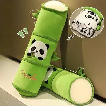 Подушка-одеяло с изображением панды из бамбука, чехол для обеденного перерыва, двойное назначение, длинная подушка для сна с изображением панды из бамбука Small 65CM