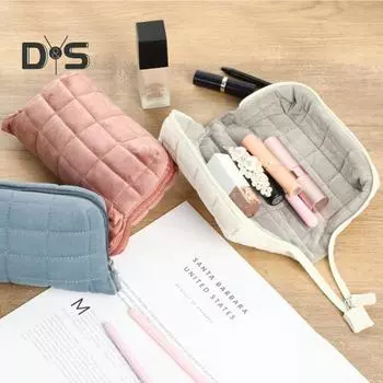 Подушка-пенал большой емкости с застежкой-молнией бархатная канцелярская сумка с мягкой внешней подкладкой для карандашей школьные принадлежности небесно-голубой