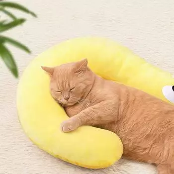 Подушка Pet Little, U-образная, защитная подушка для шеи, подушка для сна, глубокий сон, щенок, котенок, лунная подушка, мягкая и пушистая подушка, товары для животных