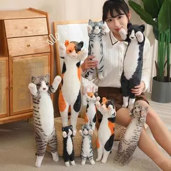 Подушка-плюш в виде кота, милая мягкая игрушка в виде котенка для детей и взрослых, длинная многофункциональная подушка в виде кота, подарок на день рождения, Рождество, День святого Валентина S оранжевый