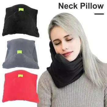 Подушка Подушка для поддержки шеи и плеч Износостойкая, приятная для кожи Плюшевая амортизация Можно стирать в машине Портативная подушка для подголовника A чёрный