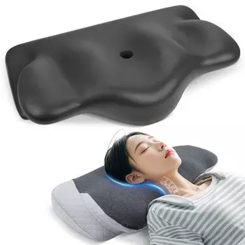 Подушка Подушка с эффектом памяти, которая не повредит шею, полая конструкция на ушах и затылке, новый материал, модальный хлопок, подушка, регулируемая для низких и высоких чёрный