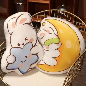 Подушка-подушка с изображением мультфильма «Луна», кукла-кролик, спальные подушки, плюшевая игрушка, тканевая кукла, детская кукла, милая подушка 30x40cm