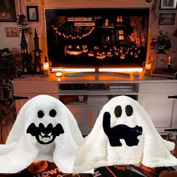 Подушка-призрак на Хэллоуин, плюшевое привидение с летучей мышью, мягкая подушка, кукла-призрак A