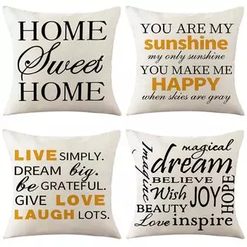 Подушка Простая Подушка с Напечатанным Буквами Диванная Подушка Домашняя Прикроватная Подушка Чехол Не Включает Подушку Сердцевина 45*45cm