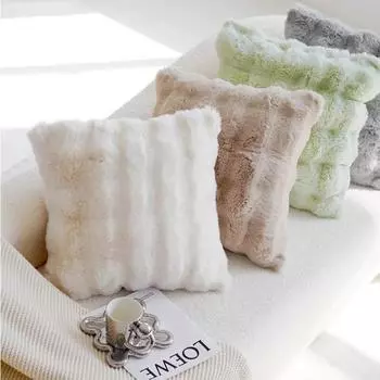 Подушка-пузырь из кроличьей шерсти, плюшевая подушка для дивана, изголовья кровати в спальне, квадратная подушка для офиса, поясная спинка с подушкой-сердечником, наволочка 30x50cm