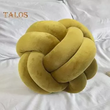 Подушка ручной плетеный узел однотонный круглый шарообразный плюшевый эластичный спальный компаньон для дивана декоративная подушка для фотографии