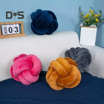 Подушка ручной плетеный узел однотонный круглый шарообразный плюшевый эластичный спальный компаньон для дивана декоративная подушка для фотографии