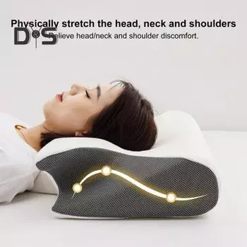 Подушка с эффектом памяти, медленно восстанавливающаяся, эластичная, облегчающая боль в шее, подушка для сна с высокой плотностью, поддерживающая шейный отдел, дышащая, моющаяся, подушка для сна на боку белый/чёрный