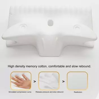 Подушка с эффектом памяти, медленно восстанавливающаяся, эластичная, облегчающая боль в шее, подушка для сна с высокой плотностью, поддерживающая шейный отдел, дышащая, моющаяся, подушка для сна на боку белый/чёрный