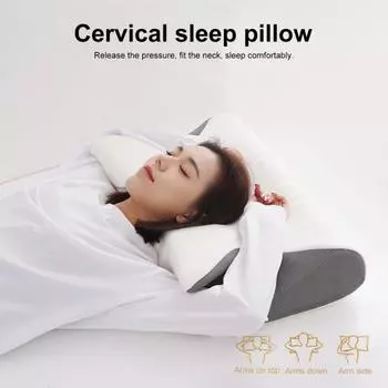 Подушка с эффектом памяти, медленно восстанавливающаяся, эластичная, облегчающая боль в шее, подушка для сна с высокой плотностью, поддерживающая шейный отдел, дышащая, моющаяся, подушка для сна на боку белый/чёрный