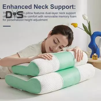 Подушка с эффектом памяти, медленно восстанавливающаяся, эластичная, облегчающая боль в шее, подушка для сна с высокой плотностью, поддерживающая шейный отдел, дышащая, моющаяся, подушка для сна на боку зелёный