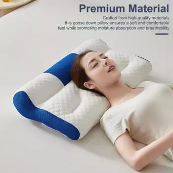 Подушка с эффектом памяти, медленный отскок, эластичная подушка для сна, облегчающая боль в шее, с высокой плотностью для шейного отдела позвоночника синий