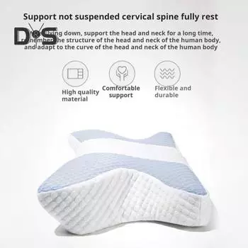 Подушка с эффектом памяти, медленный отскок, эластичная подушка для сна, облегчающая боль в шее, охлаждающая шелковистая ткань, высокоплотная поддержка шеи, можно стирать сбоку сзади A
