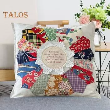 Подушка с цитатами о дружбе, ретро-дизайн, лоскутное кружево, декор для спальни, гостиной, дивана, декоративный подарок с письменным сообщением B