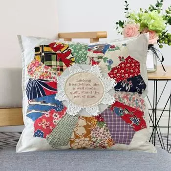 Подушка с цитатами о дружбе, ретро-дизайн, пэчворк, кружевной декор для спальни, гостиной B