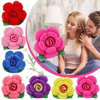 Подушка с цветком розы, диванная подушка на день Святого Валентина, плюшевая декоративная подушка для кровати, домашние подушки, подарки на день для мамы One Size синий
