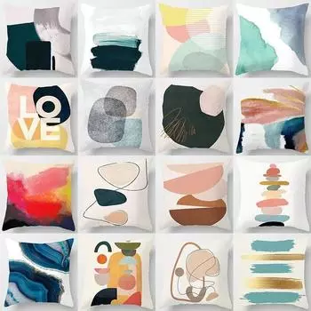 Подушка с геометрическим рисунком, современный простой печатный узор, чехол для диванной подушки, наволочка, домашнее вечерние автомобильное постельное белье 40x40cm