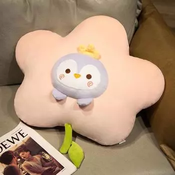 Подушка с изображением цветка и мультяшного животного, три в одном, одеяло для автомобиля, кондиционера, офиса, стола для сна, одеяло для сна, милая подушка No blanket